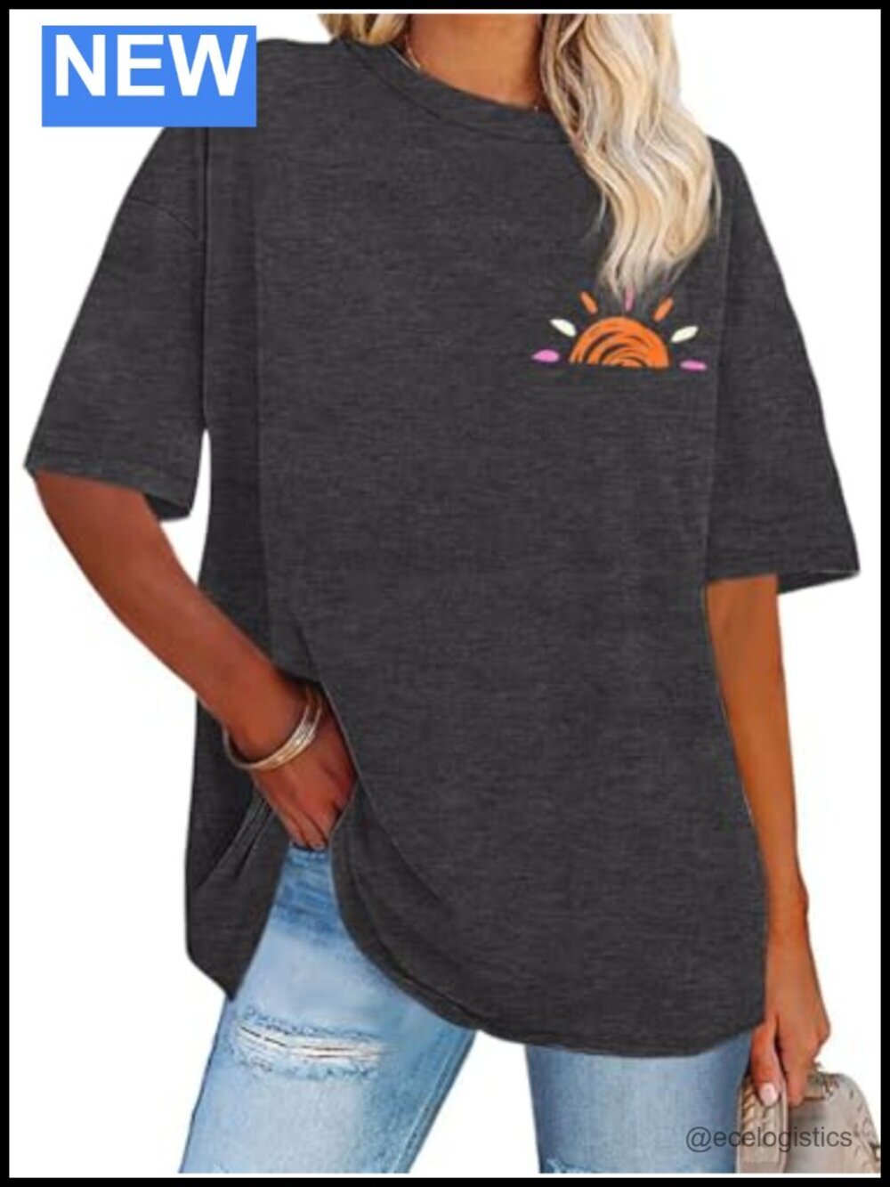 Oversized Graphic Tee Crew Neck Short Sleeve Loose Fit T-Shirt